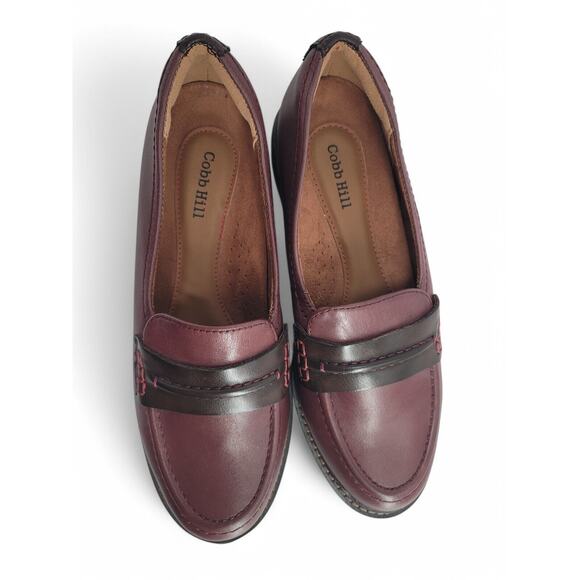 Cobb Hill Burgundy Leather‎ Loafers Women’s 7W | Janney Penny Comfort Flats - Picture 6 of 7